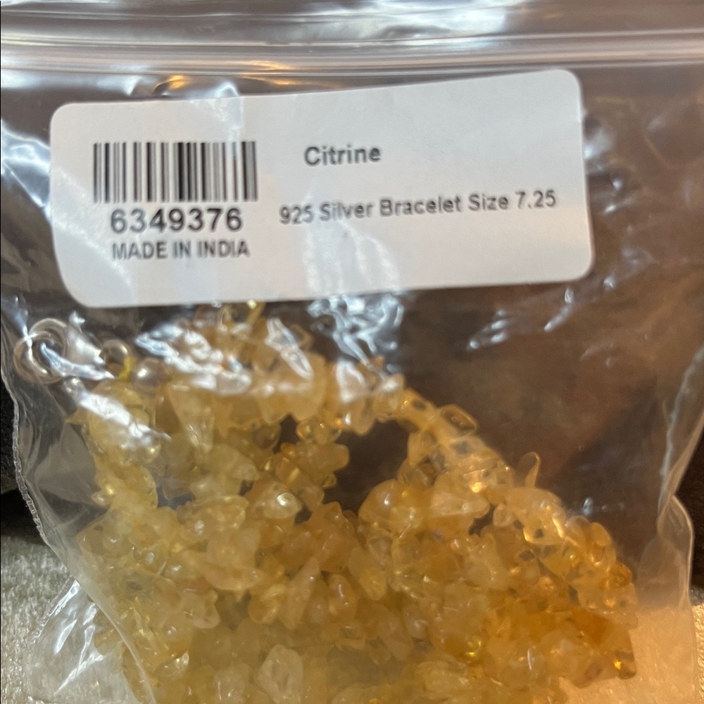 3 Row Natural Citrine Rock Bracelet with 925 Silver Clasp 7.25” - Picture 6 of 7
